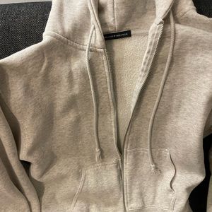 Brandy Melville Heather Light Grey Zip Up Hoodie
